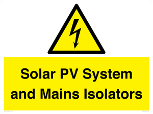 Solar PV System and Mains Isolators